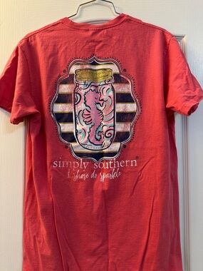 Simply Southern Coral Tee with Mason Jar Seahorse Graphic